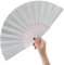 HeyToo 9inch Glitter Women Handheld Fan with Shining Transparent Fan Rib for Wedding,Church,Festival,Dance,Party Prom,Club,EDM Accessory Silver