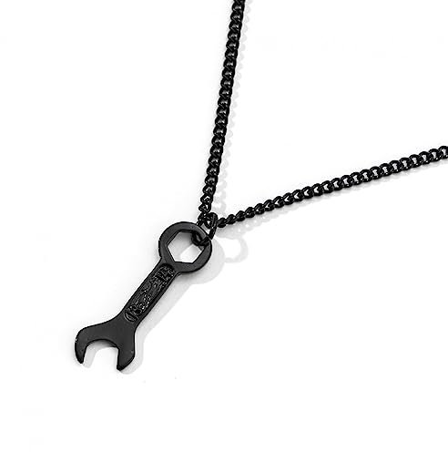 UnLou necklace pendant Men Cool Spanner Pendant Wrench Necklace Punk Jewelry Mechanic Tool Motorcycle Rider Jewelry Accessories Birthday gifts