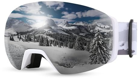 FEISEDY Skibrille OTG Herren Damen mit Magnetische Wechselglas 100% UV-Schutz Antibeschlag Snowboard Brille Schneebrille für Brillenträger Skifahren Radfahren Winter Outdoor Sport B0020