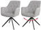 Mendler 2er-Set Esszimmerstuhl HWC-L80, Küchenstuhl Polsterstuhl Stuhl mit Armlehne, drehbar, Metall Stoff/Textil - hellgrau