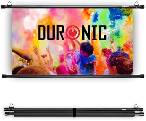 Duronic BPS50 16/9 Ecran de Projection TV et Home Cinema de 50 Pouces 127 cm 111 x 62 cm Fixation par Crochets Barres lestées Toile pour vidéoprojecteur Gain +1 idéal pour 3D 8K 4K 1080P