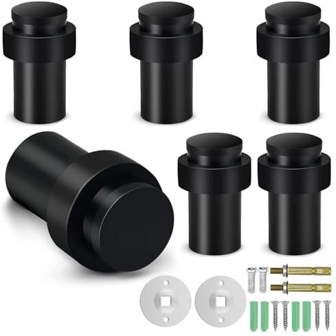 LDHHYH 6 PCS Black Door Stoppers, 2.3inch Stainless Steel & Rubber, Heavy Duty, Wall Mounted, 6 Pack