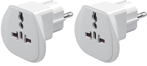 Goobay 94026 Universal Reiseadapter, Stromadapter, Schutzkontakt CEE 7/7, Schuko-Standard, Weiß, 1 Stück (Packung mit 2)