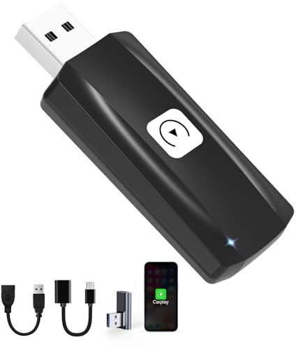 MSXTTTLY Adaptador Inalámbrico Car Play para Coche con Carplay y iOS 10+ U2C-Air Wireless Carplay Stick 2024, Car Play Dongle, Direct Plug & Play, USB C/A, Negro