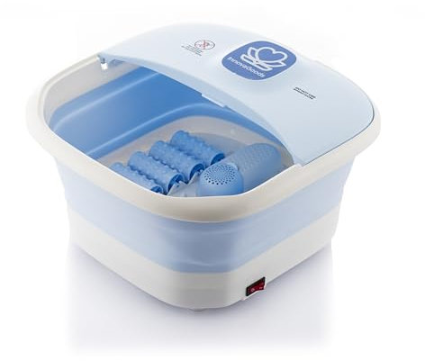InnovaGoods® Spa para Pies Plegable 10 Litros, masajeador de pies burbujas con vibración y calentador agua por infrarrojos, 10 rodillos, puntos de presión sensación de alivio, descanso, relajación.