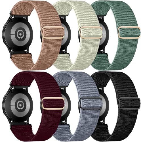 Chinbersky 20mm Elastisches Nylon Armband für Samsung Galaxy Watch 5 Pro/4/5/6 40-44mm, Active 2, Watch 3, für Garmin Vivoactive 3