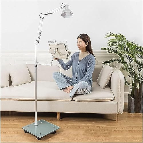Soporte de suelo para tableta, lectura manos libres para cama, estante de lectura, soporte de suelo para ordenador portátil con ruedas, para lectura de libros, atril