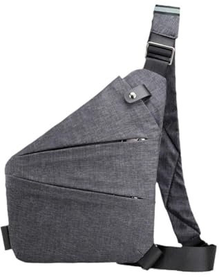 jileijar Anti-Diebstahl-Reisetasche, Schultertasche, Crossbody-Brust-Umhängetasche für Damen und Herren, wasserdichte Umhängetasche, rechte Schulter, grau, Einheitsgröße