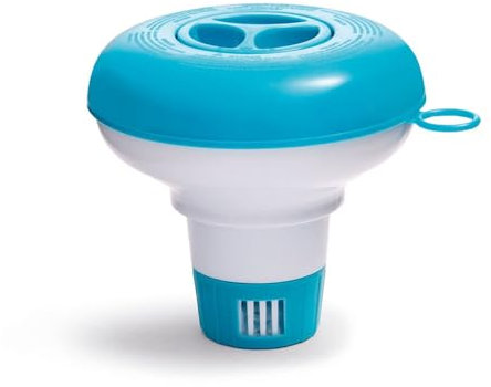Virsus Dosatore Galleggiante per Cloro Bianco e Azzurro, Dispenser per Pastiglie di Cloro per acque di Piscina, Flusso Regolabile, Vasche e Spa (Diam. 12,7 cm)