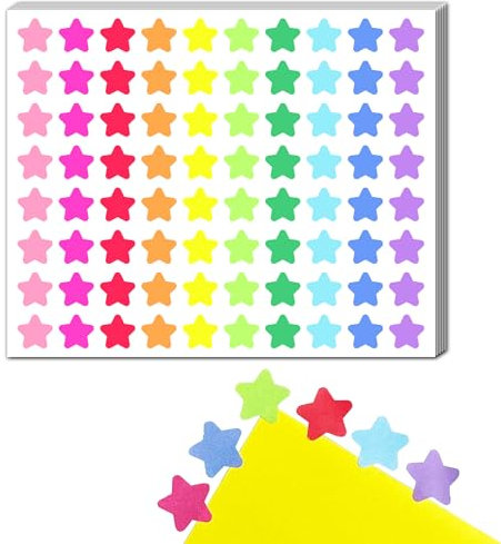 1200 Stück, 12mm - Sticker Sterne Aufkleber Klebesterne Bunt - 10 Farben