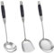 FJNATINH Lot de 3 spatules pour wok - Louche et cuillère à mousse - 36-39 cm - Passe au lave-vaisselle
