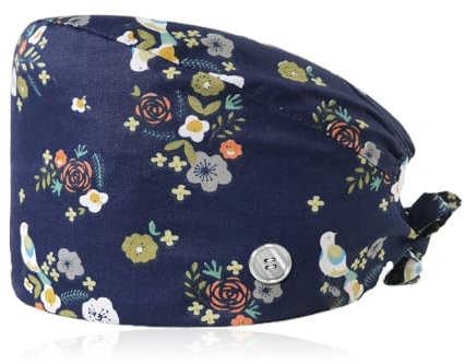 OP Haube Verstellbar mit Knopf Arbeitskappe Baumwolldruck Kranken schwesternkappe Unisex