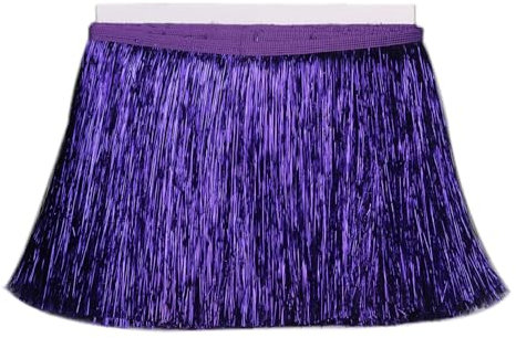 YYCRAFT Lametta-Fransenborte, 20,3 cm breit, für Tanzkostüm, Fransenbesatz, glänzender Folieneffekt (4,5 m, Dunkelviolett)