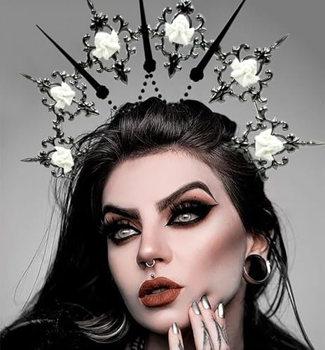 Roaring Good Time Gothic Sonne Halo Krone Haarreif Halo Crown Spike Crown Stirnband Sunburst Zip Tie Kopfstück Göttin Kostüm für Halloween Haar Accessoire Cosplay Festzug Festival Renaissance