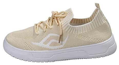 Ogg Schuhe Damen Damen Casual Sportschuhe Mesh Laufschuhe Knit Detail Slip On Laufschuhe Wanderschuhe Winter Sneaker Damen 39 (Beige, 40)