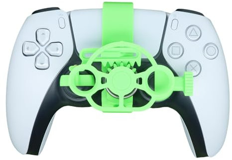 Mini volante per PS5 e per PS5 slim Controller per giochi di corse Ruota con stampa 3D Sostituzione ausiliaria leggera Maniglia Accessori per ruote da corsa (Green)