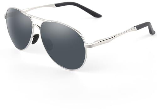 MXNXEU Sonnenbrille Herren Damen Fahrerbrille Polarisierte Unisex Outdoor Klassische Stile(Schwarz Linse Silber Rahmen)