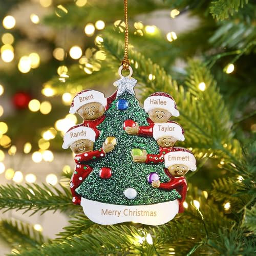 Jeweidea Personalisierte Weihnachtsanhänger mit Namen Weihnachtsbaumschmuck Holz 2024 Weihnachtsdeko Holz Aufhängen (B-Namen 5)