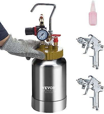 VEVOR Serbatoio Spruzzatore di Vernice Capienza 2L Alimentazione a Pressione Pistola con Ugello 1,8mm Regolabile tra 0-3,1 bar, Spruzzatore per Verniciatura Serbatoio 2L, Serbatoio a Spruzzo Vernice