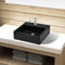 AUVYI Gästetoilette Waschbecken Keramik mit Hahnloch Schwarz Quadratisch 38x30x11,5 CM Aufsatzwaschbecken Kosmetikraum Möbel Waschbecken Gäste WC Handwaschbecken für Waschraum Badezimmer