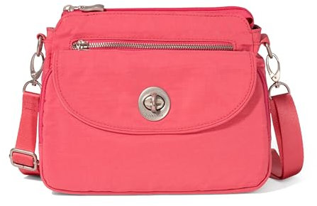 Baggallini Damen Calais Crossbody Bags for Women 10x7 Lightweight Water-Resistant Travel Purse, RFID Protection & Interior Organization Umhängetasche, Flamingo