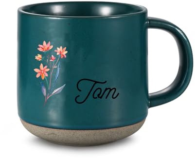 Amsgedhie Tazze e tazzine da caffè: Regali personalizzati - Tazze moderne in ceramica - Tazze con nomi e fiori di design - Regali ricordo per i migliori amici e partner (Blu, Stile 2)