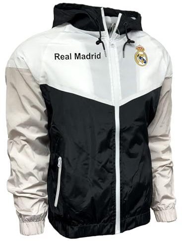 Real Madrid Windbreaker Jacke Lizenz Real M. Leichte, wasserdichte Regenjacke mit Kapuze (AS)