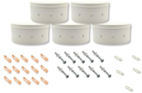 Baldachin für Leuchte im Set - Deckenverteiler Lampe weiß Deckenbaldachin Deckenrosette mit Klemmen - Leuchtenverteiler Lampenverteiler Dose Decke (5)