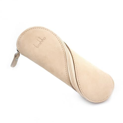 boshiho Federmäppchen aus Echtleder (Beige)