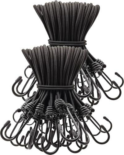 WMZOBH Spanngummi mit Haken 100 Stück - Expander mit Haken 20 cm - Multifunktional Planenspanner Gummispanner mit Haken für Camping Planen, Anhängerplane, Poolabdeckung (Schwarz)