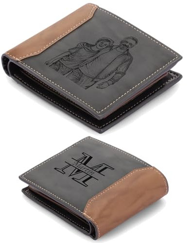 lorajewel Portefeuille Homme Personnalisé avec Initiales Nom Portefeuille en Cuir avec Photo Cadeaux Personnalisés pour Hommes Fête des pères Noël Saint-Valentin (Style 1)
