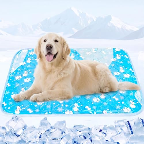 Tsmertor Kühlmatte für Hunde, tragbar, selbstkühlende Gel-Matte für Hunde, wasserdicht und Kratzfest, ungiftig, Schlafbett für Haustiere im Vereinigten Königreich, Blau, Größe XL (110 x 90 cm)