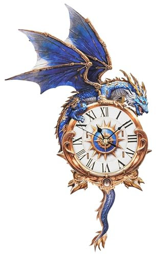 Lilcubics 3D Holz Drachen Uhr Puzzle für Erwachsene - Mechanisches Modellbausatz mit Pendel & Glockenspiel, DIY Wanduhr für Home Office Decor, Drachen Geschenke Ornament für Männer Frauen