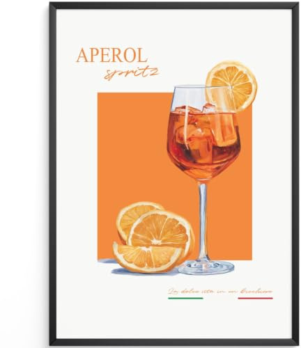 MJ-GRAPHICS® Aperol Spritz Poster Cocktail Kueche Wandbild A4 ohne Rahmen