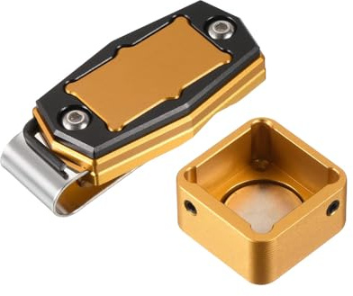 SagaSave Billard-Kreidehalter, tragbar, rund, quadratisch, Aluminiumlegierung, mit Gürtelclip, Pool-/Snooker-Sportzubehör