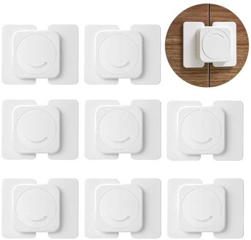 Cierre Seguridad Cajones Bebe 8 Piezas, Seguridad Puertas Niños Autoadhesivo, Protector Cajones Bebe Blanco para Armarios, Cajone, Frigoríficos, Ventanas