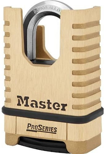 Master Lock ProSeries Cadenas en laiton, définissez votre propre serrure à combinaison, serrures de qualité commerciale avec code pour outils, clôtures, portails, 6,3 cm de large, 1177D