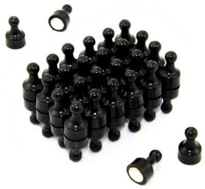 Black Skittle Magnet for Fridge, Office, Whiteboard, Noticeboard, Filing Cabinet - 12mm dia x 21mm tall - Pack of 48