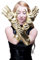 DRESS ME UP - Z073 Karneval Fasching Schicke Handschuhe Damenhandschuhe lang Burlesque Gold Goldfarben Futuresk