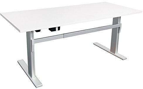 Dila GmbH Höhenverstellbarer Schreibtisch Weiß Ergonomisch Elektrisch B 160 cm x T 80 cm Bürotisch Workstation (B 160 cm x T 80 cm, Weiß)