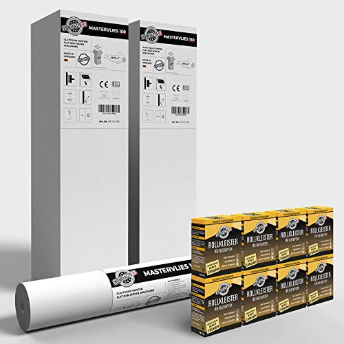 HOMEFACTO:RI 8x Glattvlies Renoviervlies Mastervlies Expert 150g + 8x Kleister (weiß oder durchsichtig)