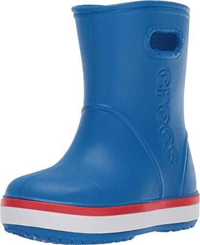 Crocs Crocband Rain Boot K Unisex - Bambini Stivali di gomma, Stivali di gomma, Blu (Bright Cobalt/Flame), 23/24 EU