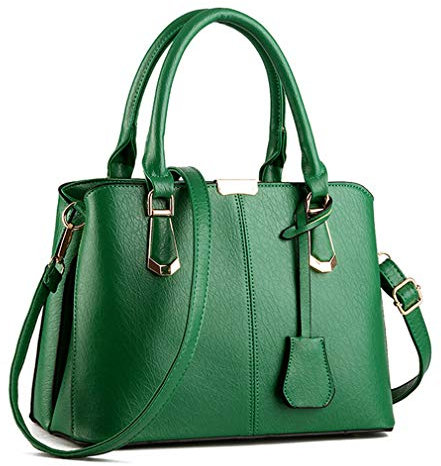 Pahajim Handtasche Damen Umhängetasche PU Ledertasche Tote Bag Damen Schultertaschen Mode Frauen Taschen mit Anhänger Messenger Tasche für Arbeit Einkaufen Party Reisen(Grün)