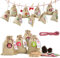Adventskalender zum Befüllen Groß (13x17cm), Weihnachtskalender Jutesäckchen Selberfüllen, 24 jutebeutel Kette zum selber befüllbar und Aufhängen, 2024 Geschenksäckchen für Kinder Männer Hellbraun