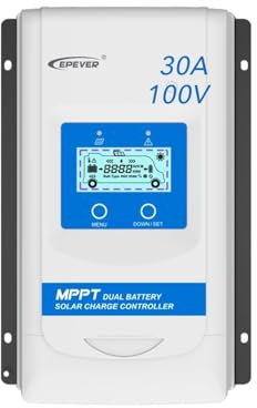 EPEVER® MPPT DuoRacer 30 A regolatore di carica solare DR3210N per 2 batterie, 12 V/24 V, per auto, PV 100 V (DR3210N)