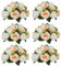 Sziqiqi Künstliche Seidenrosen für Hochzeit, Party, Geburtstag, Jahrestag, Blumenarrangement, Dekorationen, Champagner & Weiß, 6 Stück