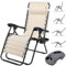 BAKAJI Sedia gravità Zero Sdraio da Giardino Poltrona Relax Pieghevole Salvaspazio con Vassoio Tubolari Acciaio 22mm Reclinabile Tessuto in Oxford Traspirante Terrazzo Piscina Esterno (Beige)