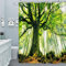 M&W DAS DESIGN Duschvorhang Wald Pflanzen Baum Textil Baum-Zweig grün Natur Ruhe sonnig Frieden Vorhang Schimmelresistent Blätter Landschaft Farbfest inkl. 12 C-Ringe Gewicht unten