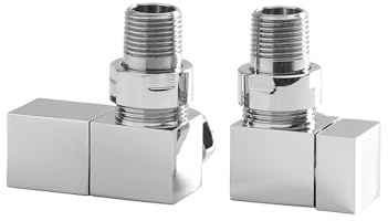 Milano Chrome Square Corner Heated Towel Rail Radiator Valves