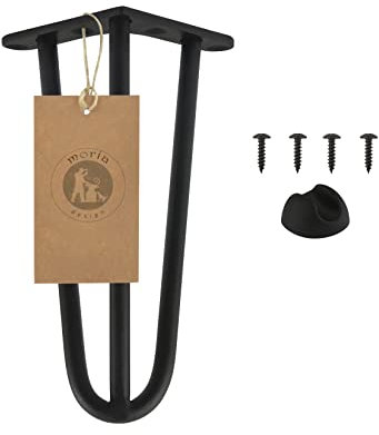 Moria Hairpin Leg 1 Stück | Möbelfüße, Tischbeine von 10 bis 80 cm | für Schrank, Hocker, Nachttisch, Couchtisch | Tischfüße mit Bodenschoner und Schrauben | 20 cm - 3 Streben (Metall, Schwarz)
